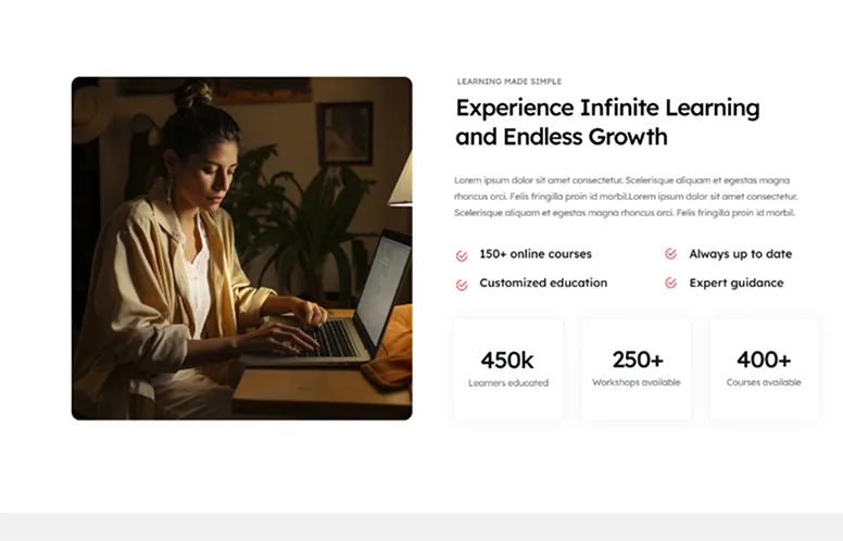 landing about two screenshot