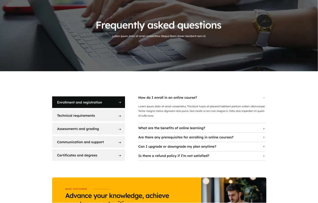 landing faq screenshot