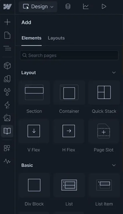 landing webflow pannel