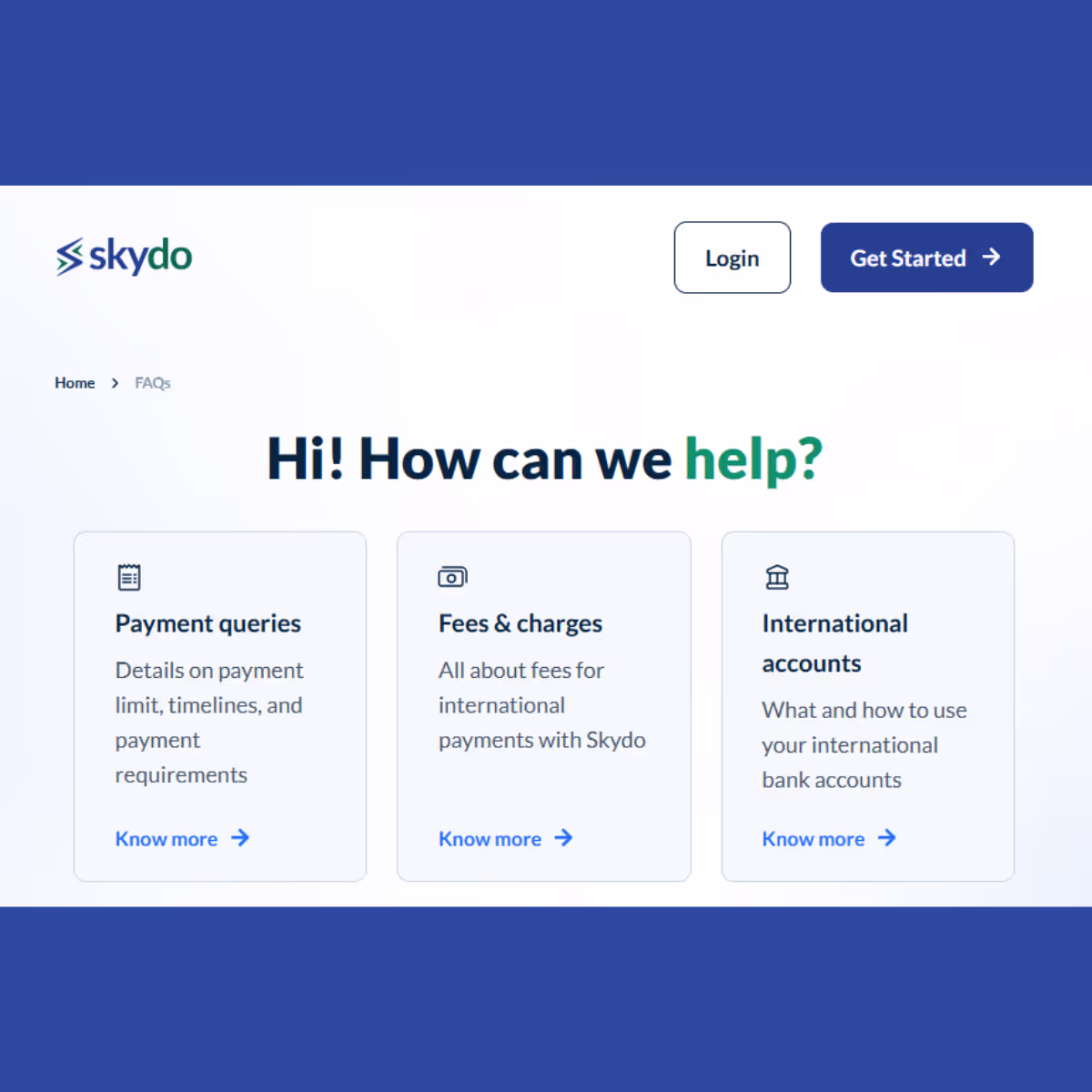 Product FAQs | Skydo