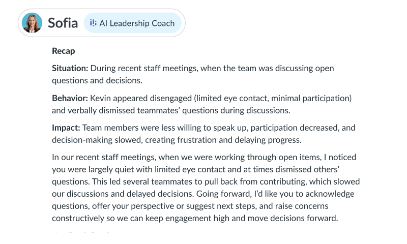 AI coach for feedback