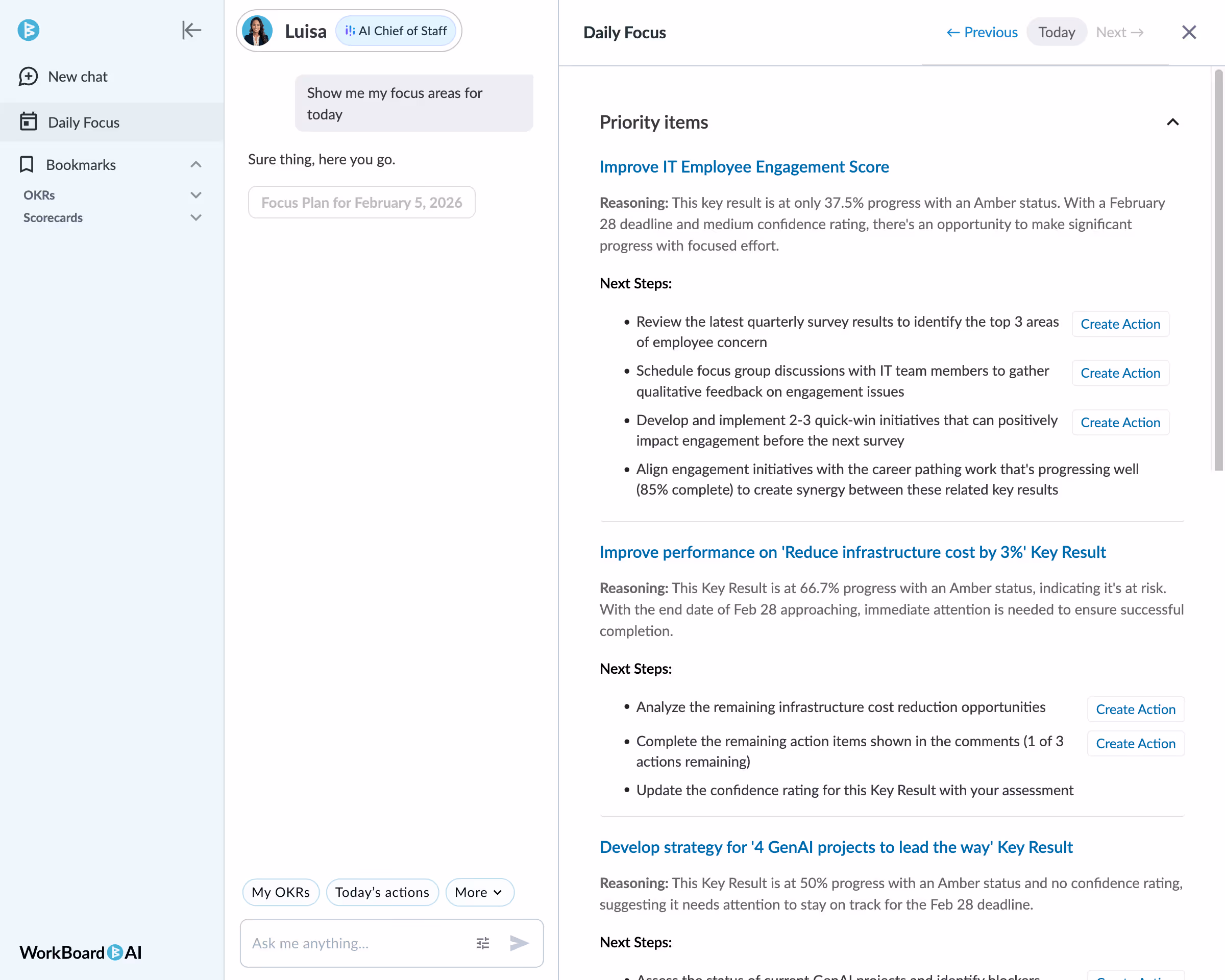 Daily Focus with priority items