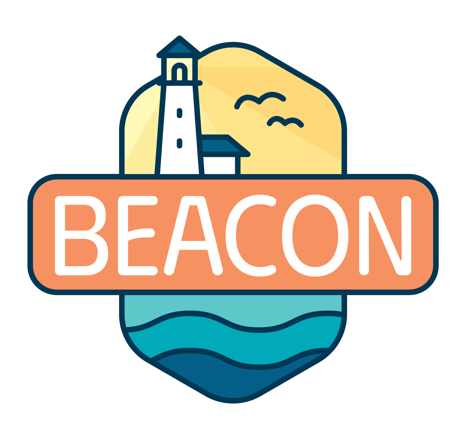 The Beacon Study Logo with a lighthouse above and waves below.