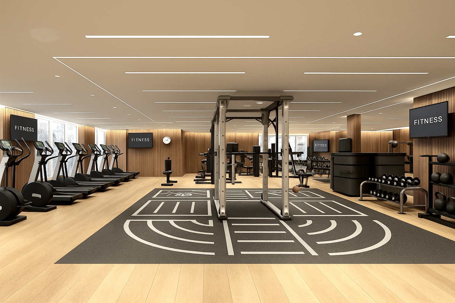 Interiör med högtalare från Voco gym
