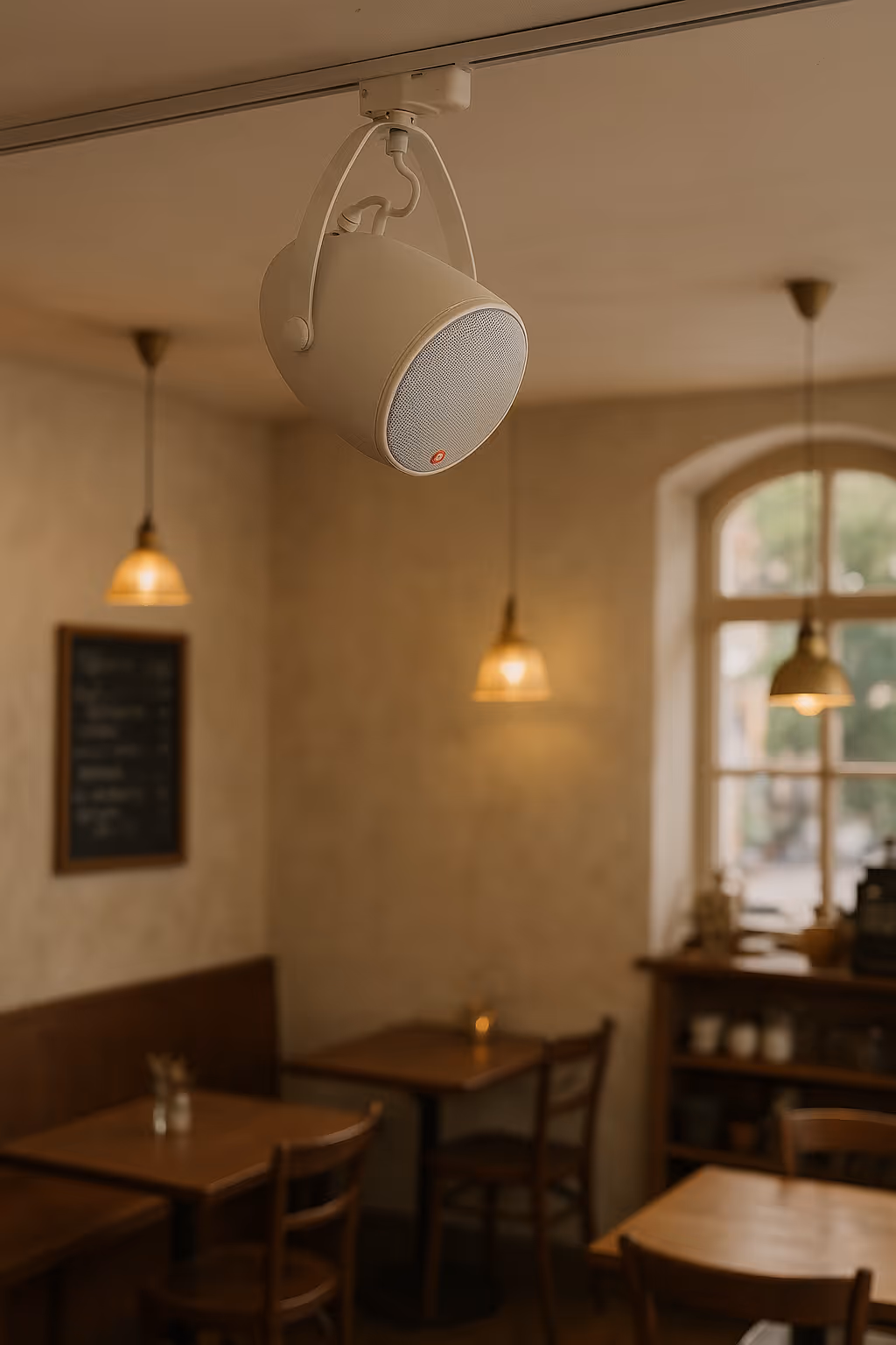 Högtalare på café