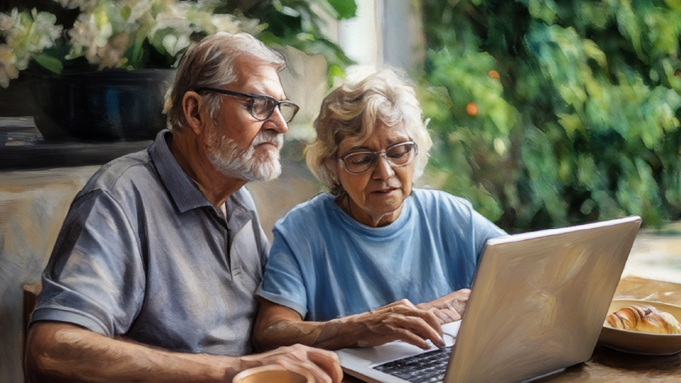 Senior Couple Looking at Computer