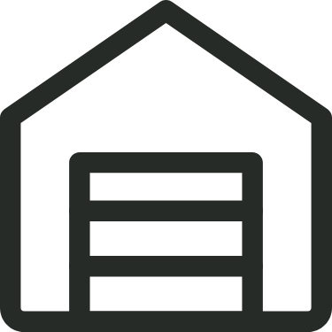 Ikon av ett garage med ett stängt garageport.