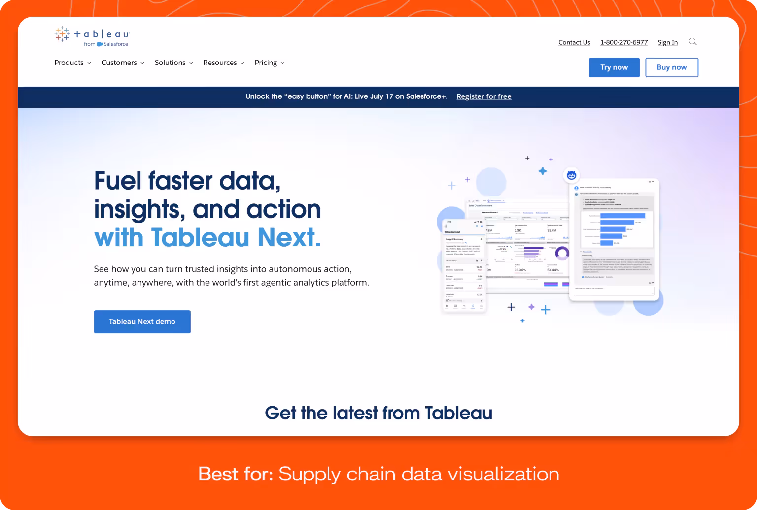 Screenshot of Tableau homepage.
