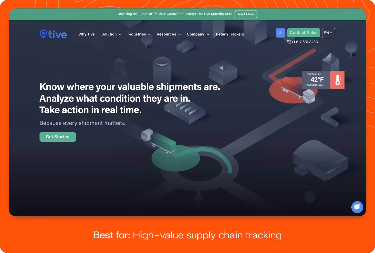 Screenshot of Tive homepage.