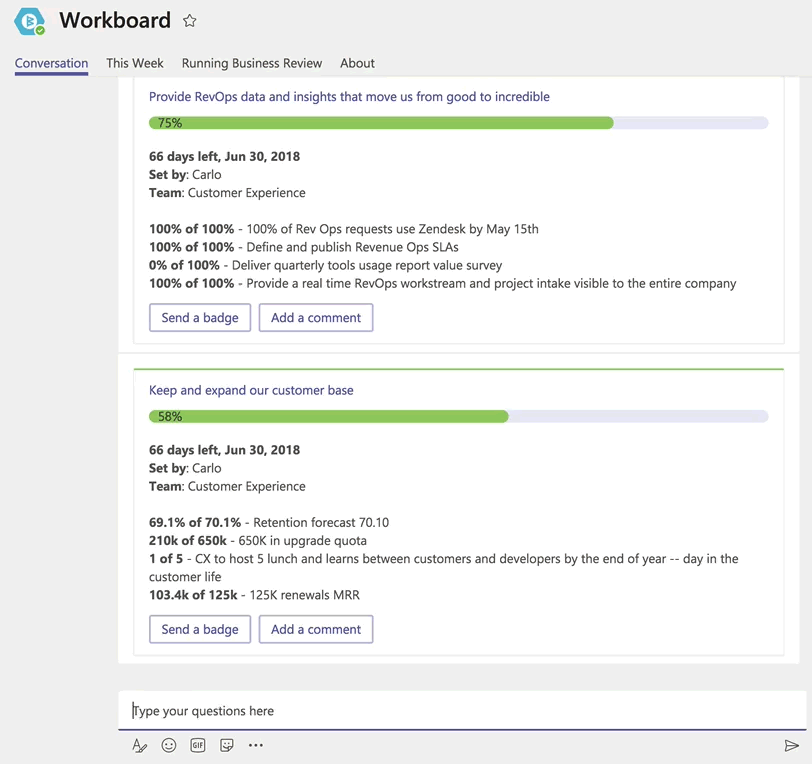 WorkBoard interface