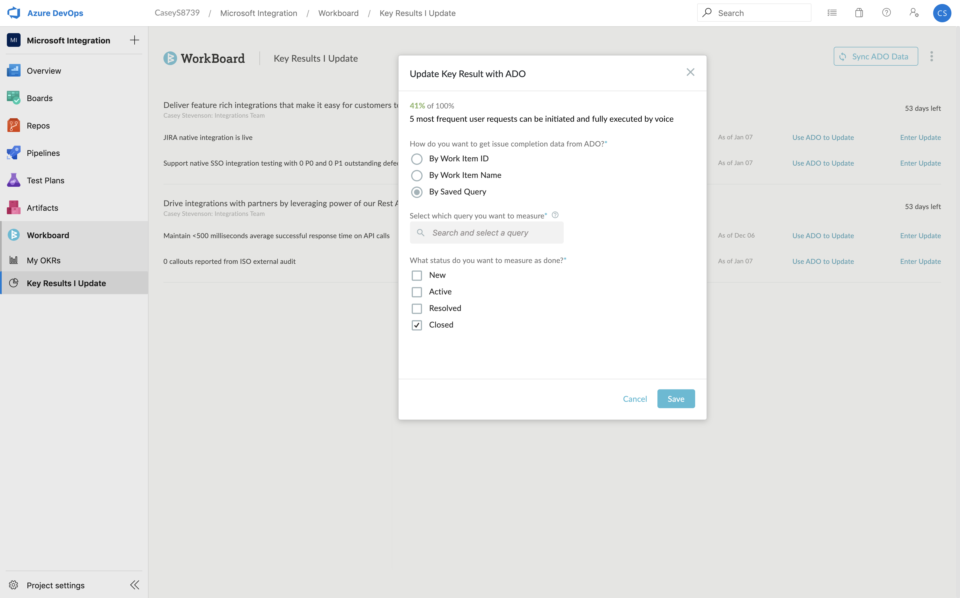WorkBoard OKRs for Azure DevOps