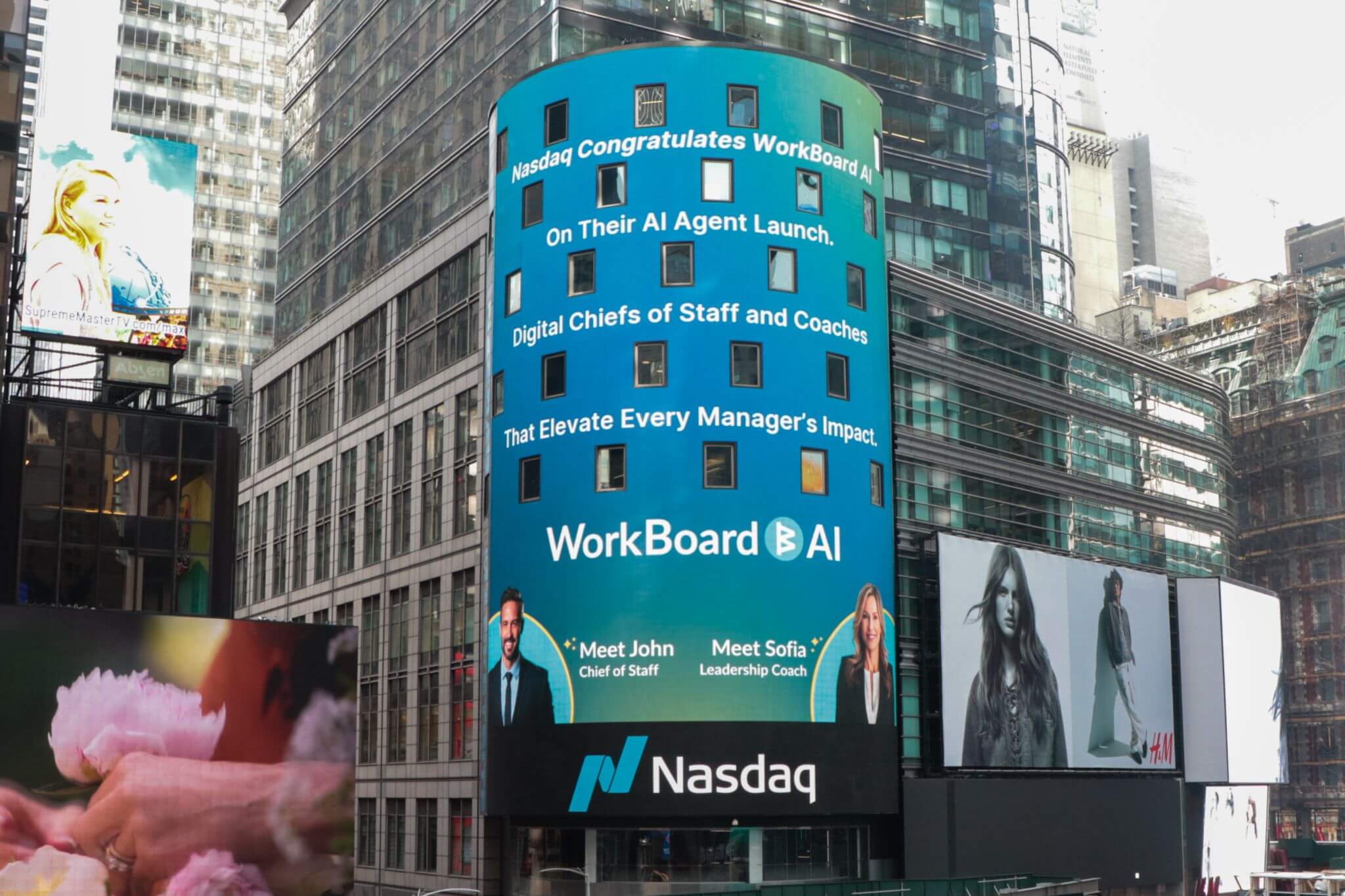 AI agents by WorkBoard on Time Square