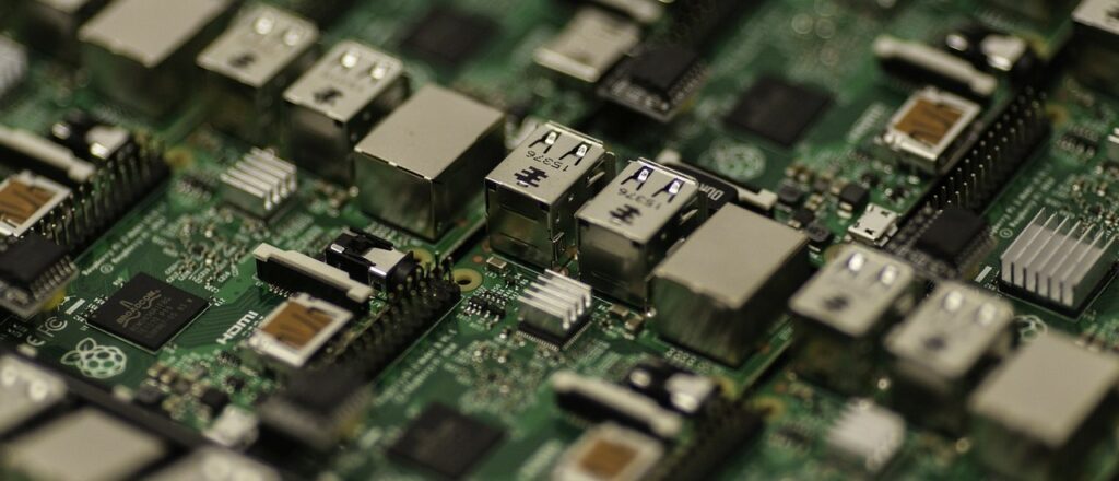 A close-up photograph of a computer circuit board.