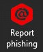 Image of a red logo button and the words 'Report phishing' beneath it