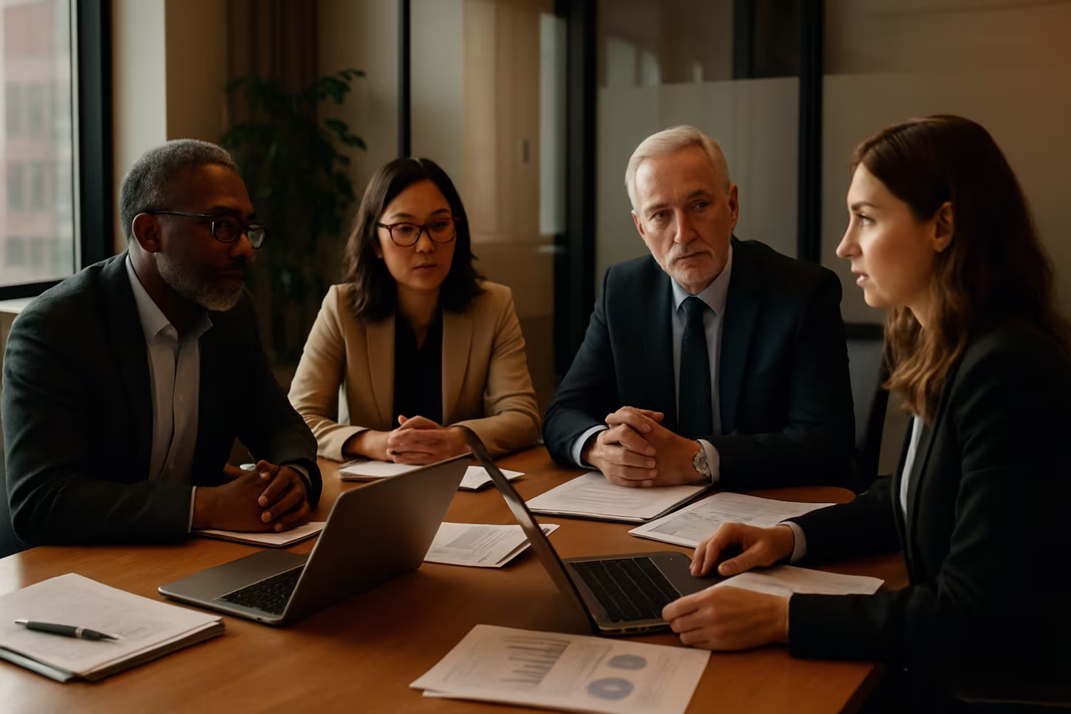 Diverse team discussing IT governance