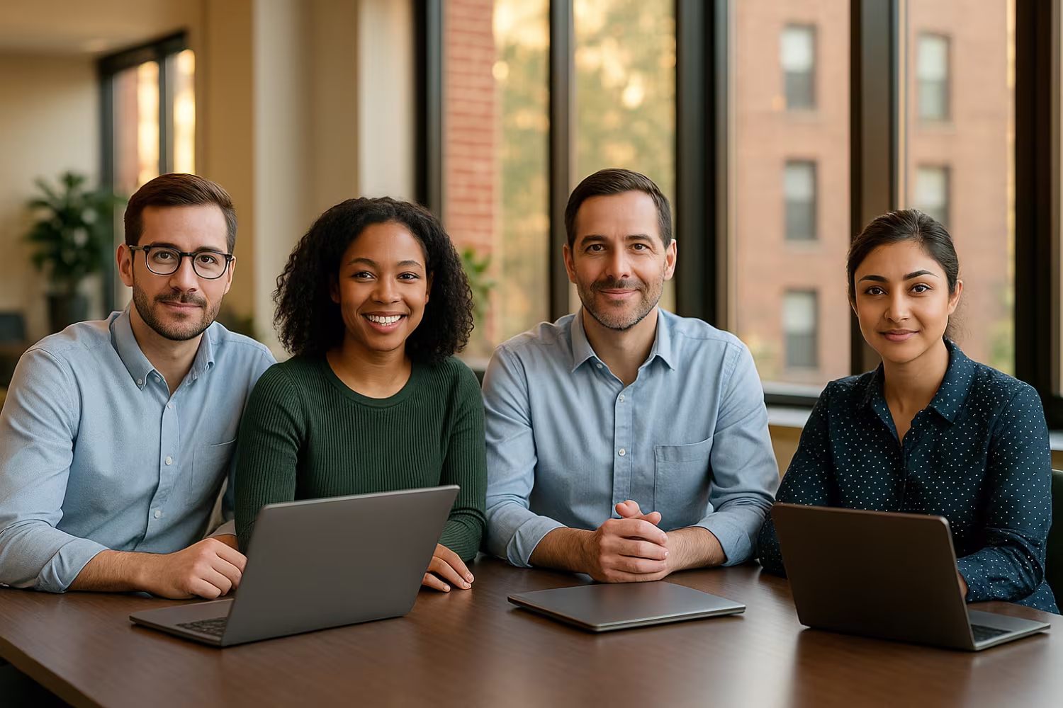 Diverse IT consultants discussing in office