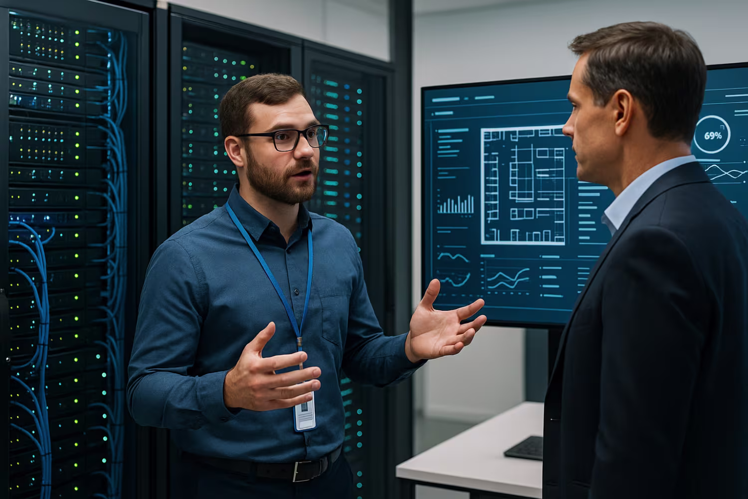 IT professionals discussing infrastructure upgrade