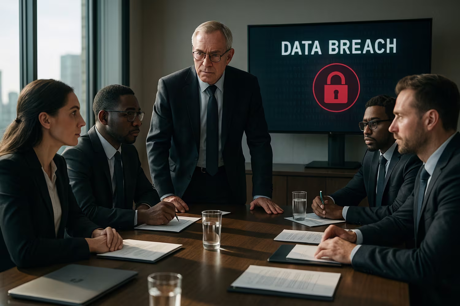 Professionals discussing data breach prevention