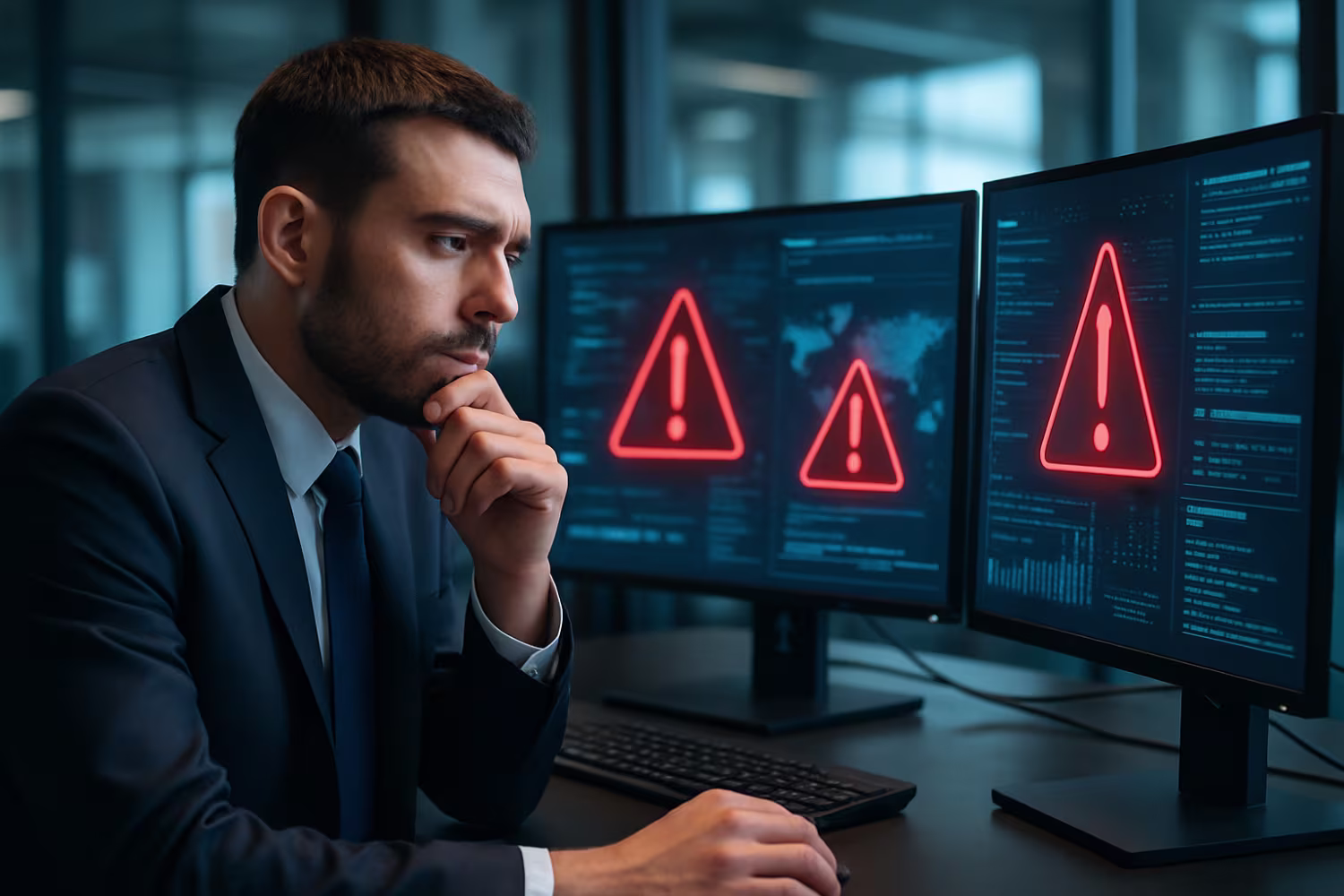 Professional reviewing data breach prevention