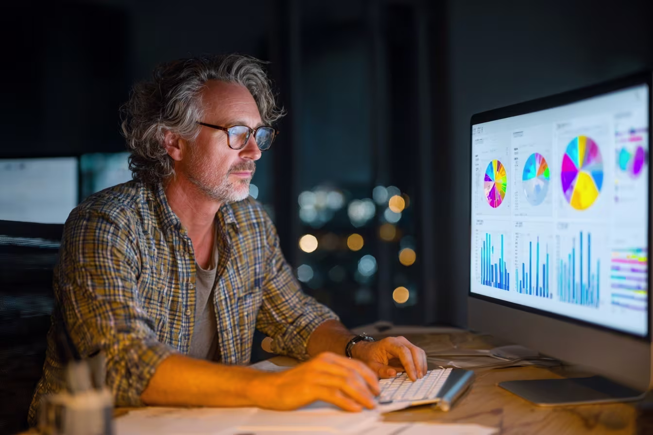 Experienced IT consultant analyzing dashboard