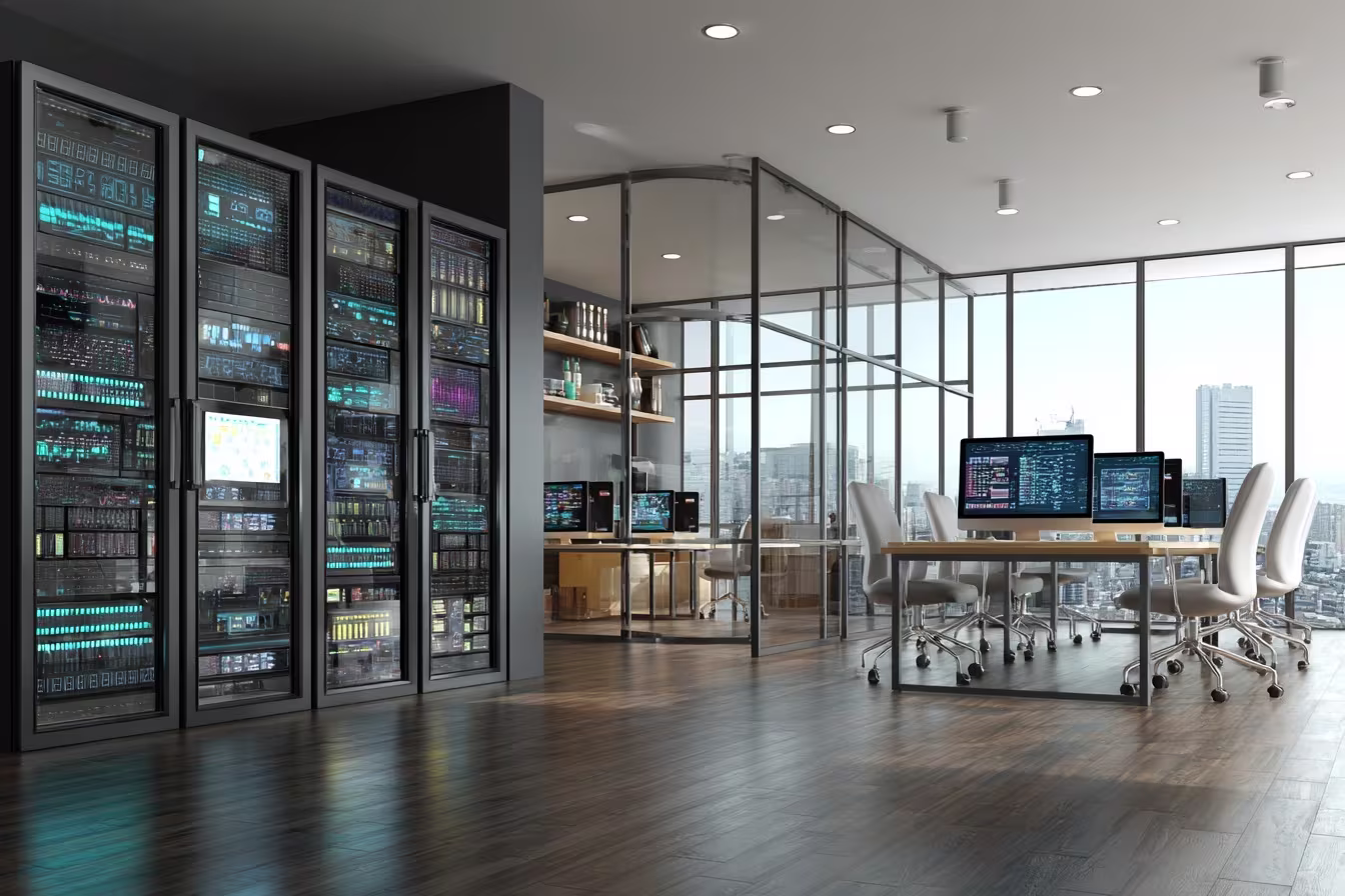 Modern office showcasing data backup software