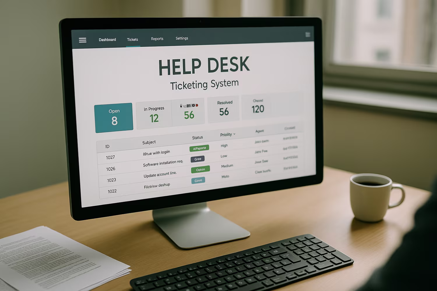 Help desk ticketing system interface