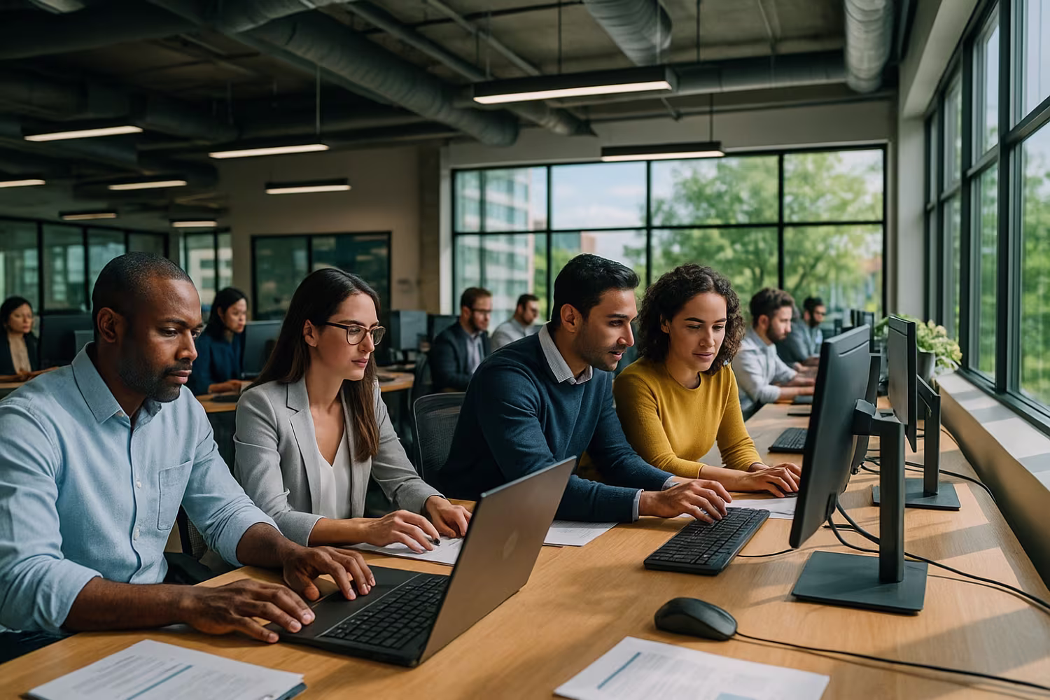 Efficient professionals demonstrating workflow automation