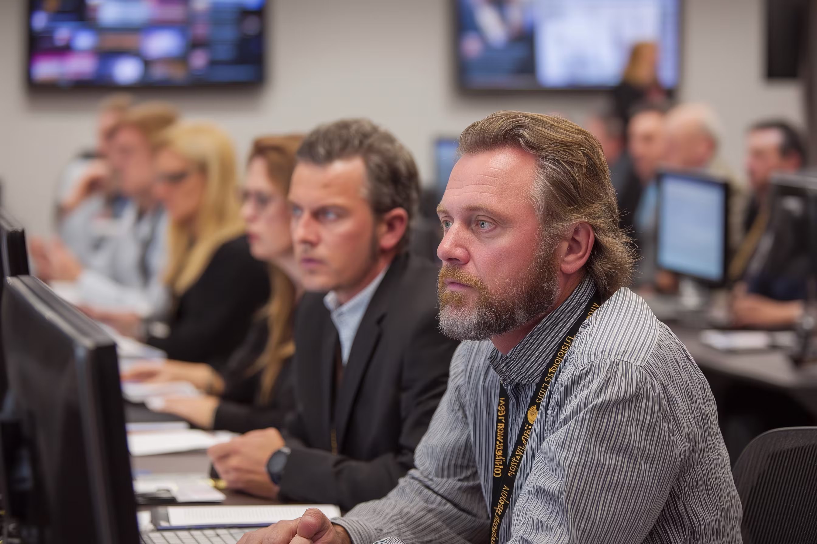 Professionals in network monitoring session