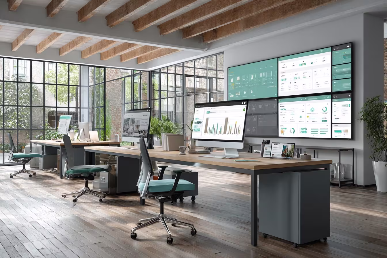 Modern office displaying workflow automation