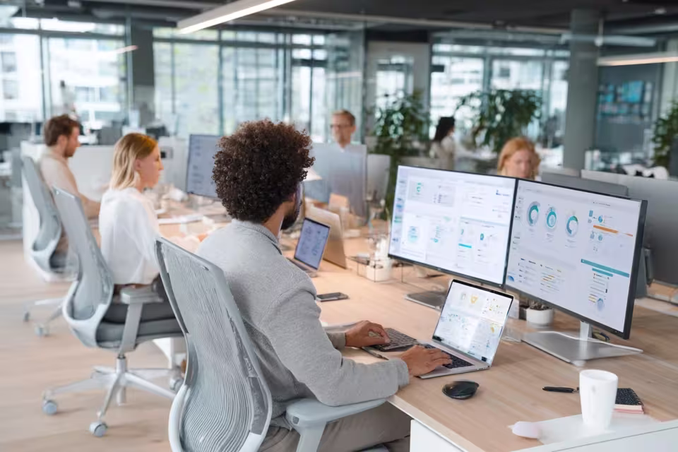 Efficient professionals demonstrating workflow automation