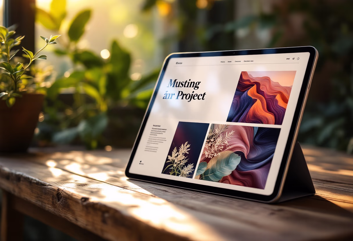 image of a table showing a mock up of a website design by FCS-Fusion Creative Solutions