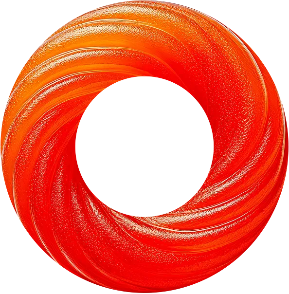 An orange circular object on a black background.