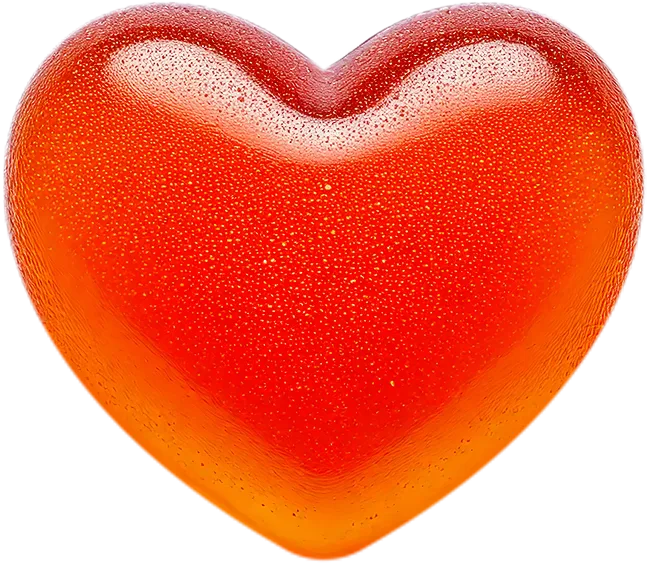 A red heart shaped object on a black background.