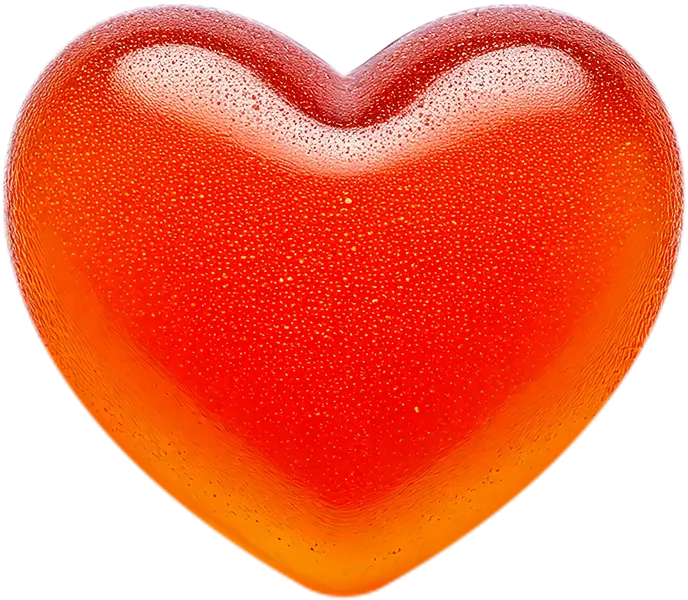 A red heart shaped object on a black background.