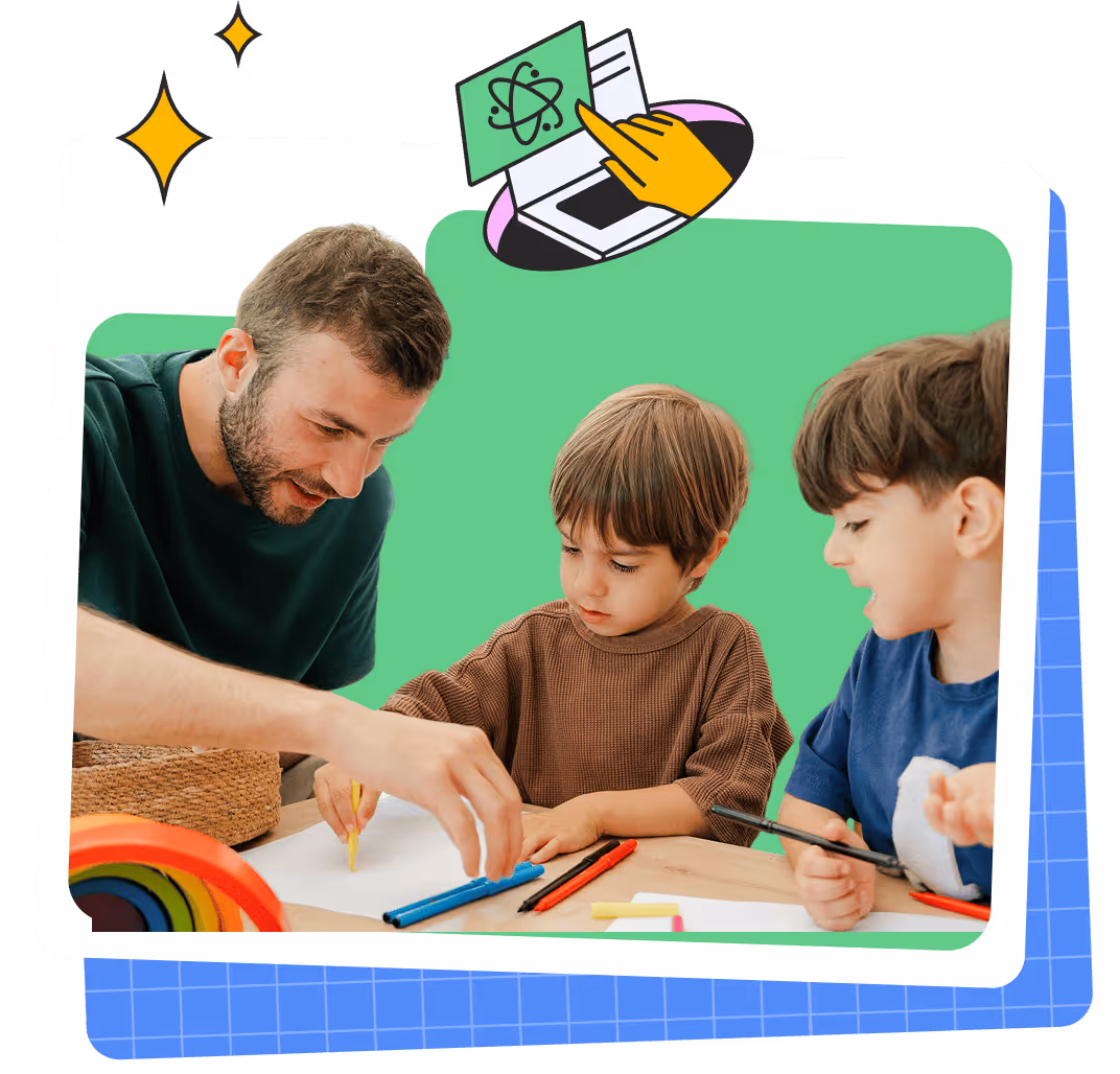 A man teaching children