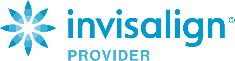 Invisalign Provider blue logo with stylized flower icon.