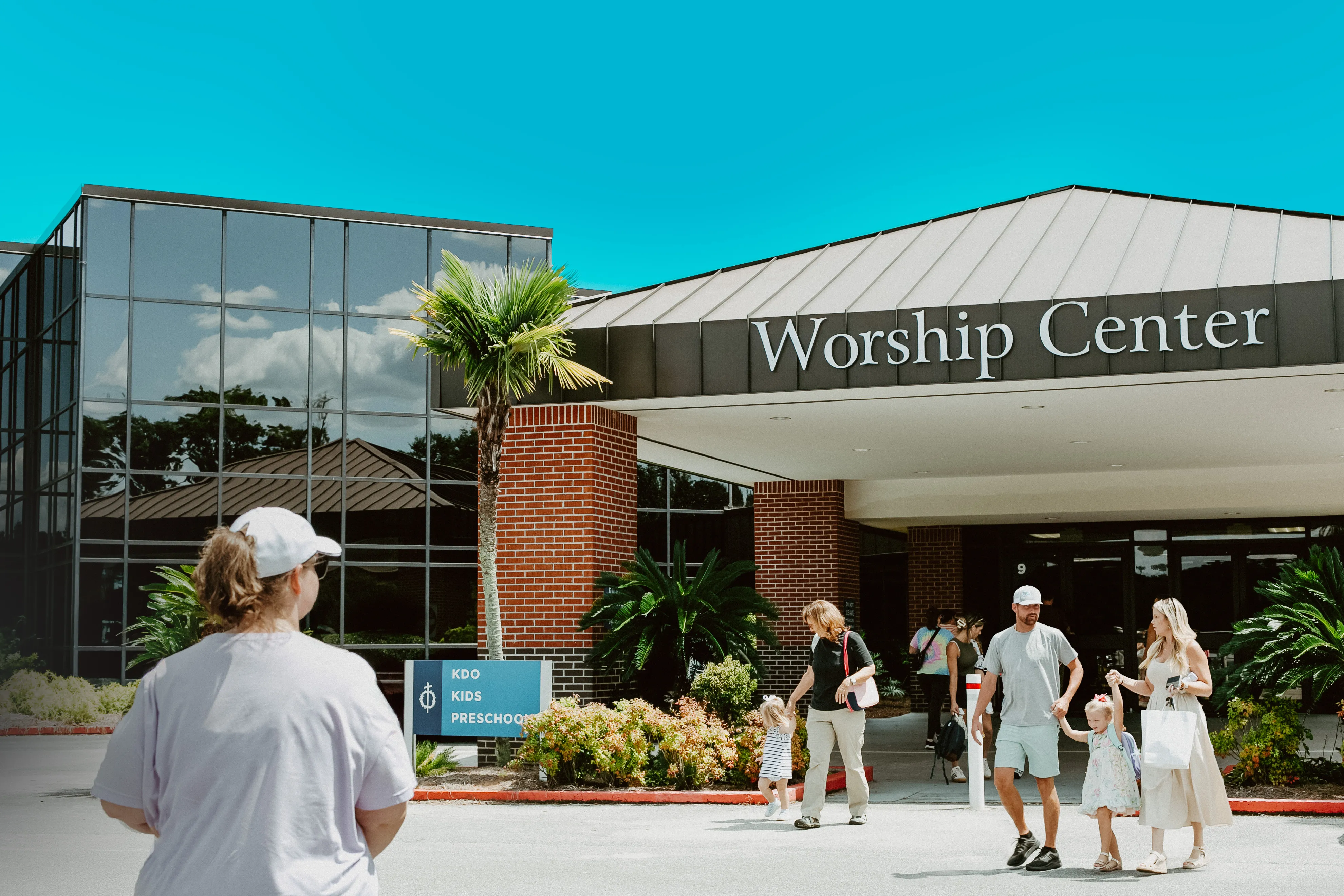 The Main Worship Center with people entering snd exiting