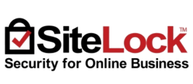 SiteLock logo featuring a locked shield symbol with security for online business