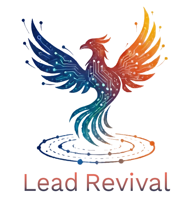 A stylized phoenix with circuit board patterns in blue and orange colors above the text ‘Lead Revival’.
