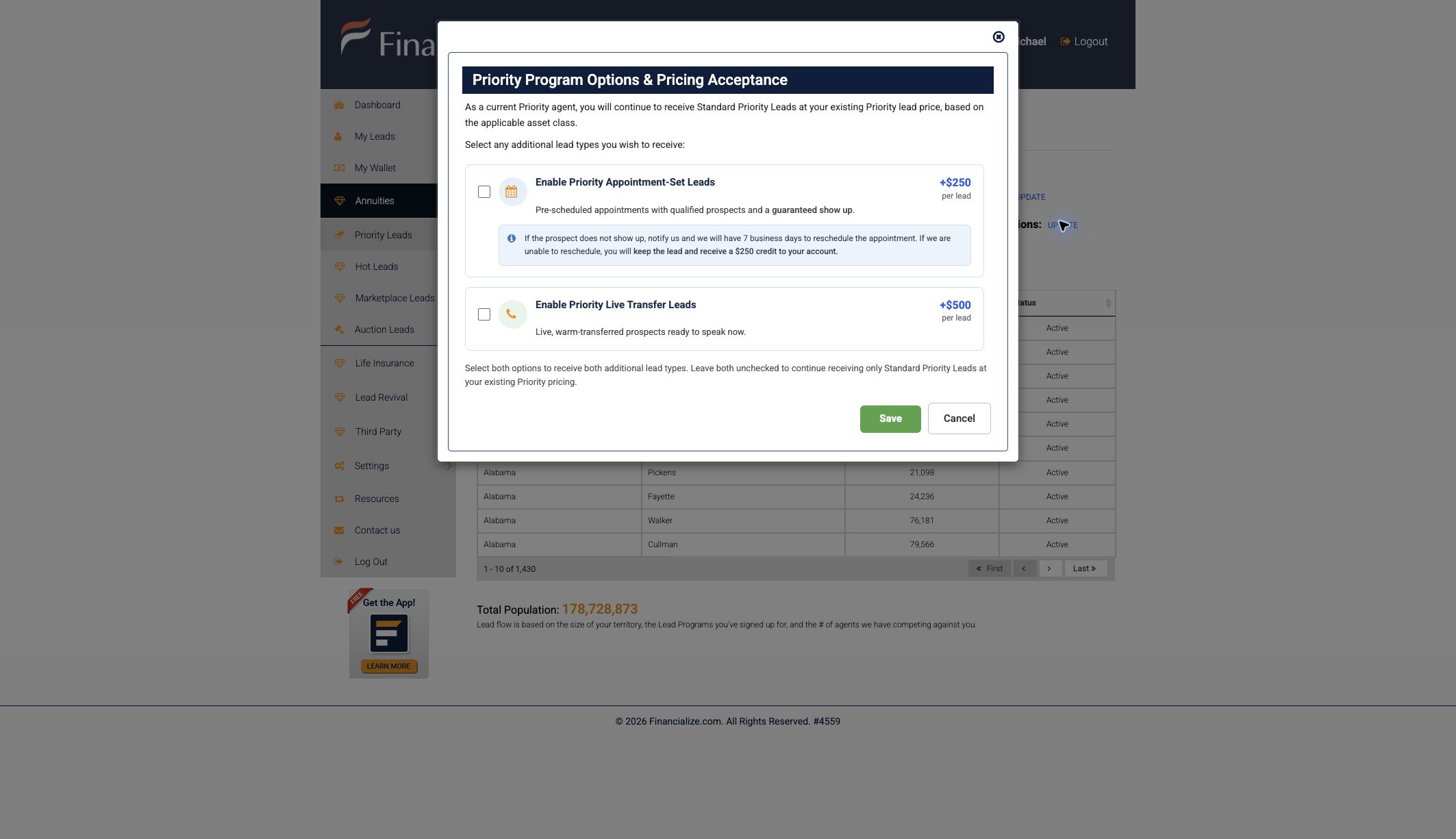 Priority Program Options with appointment and transfer choices