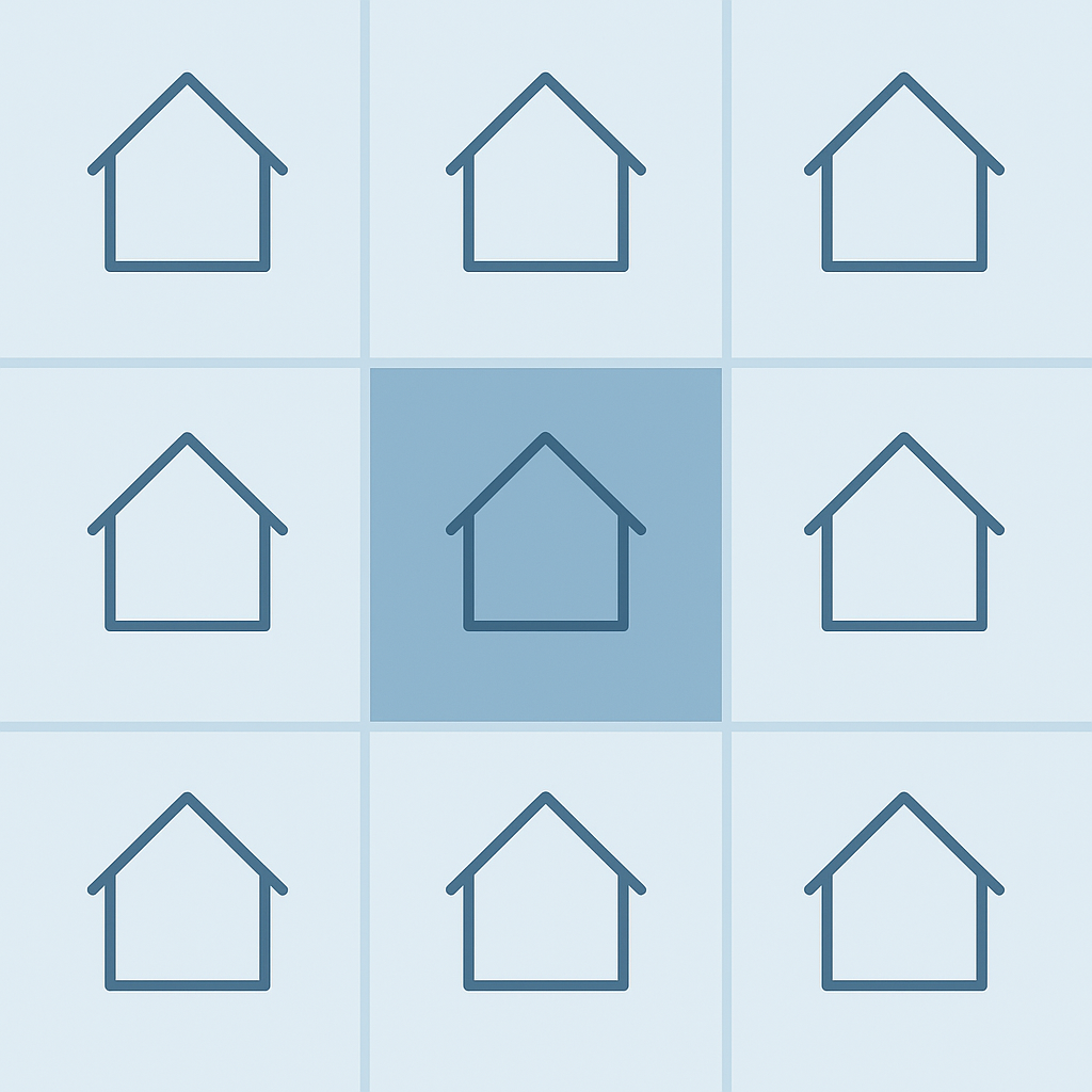 Four friends smile and talk together  outside in the sun