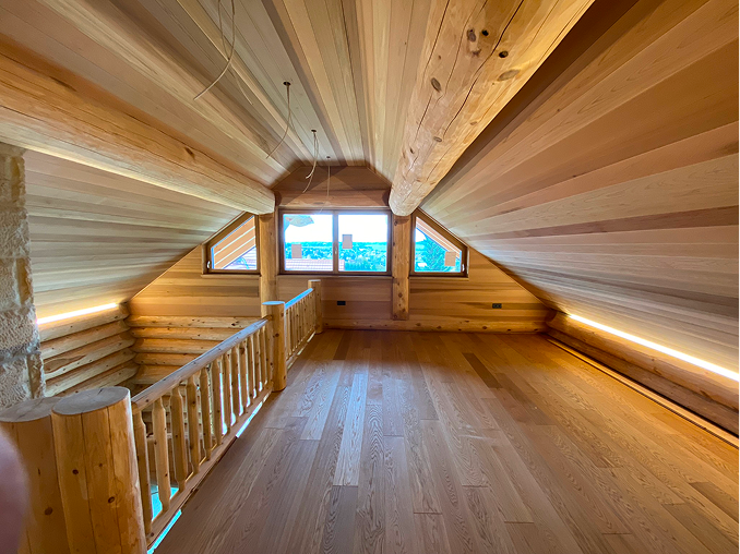 LED-Beleuchtung im Holzblockhaus
