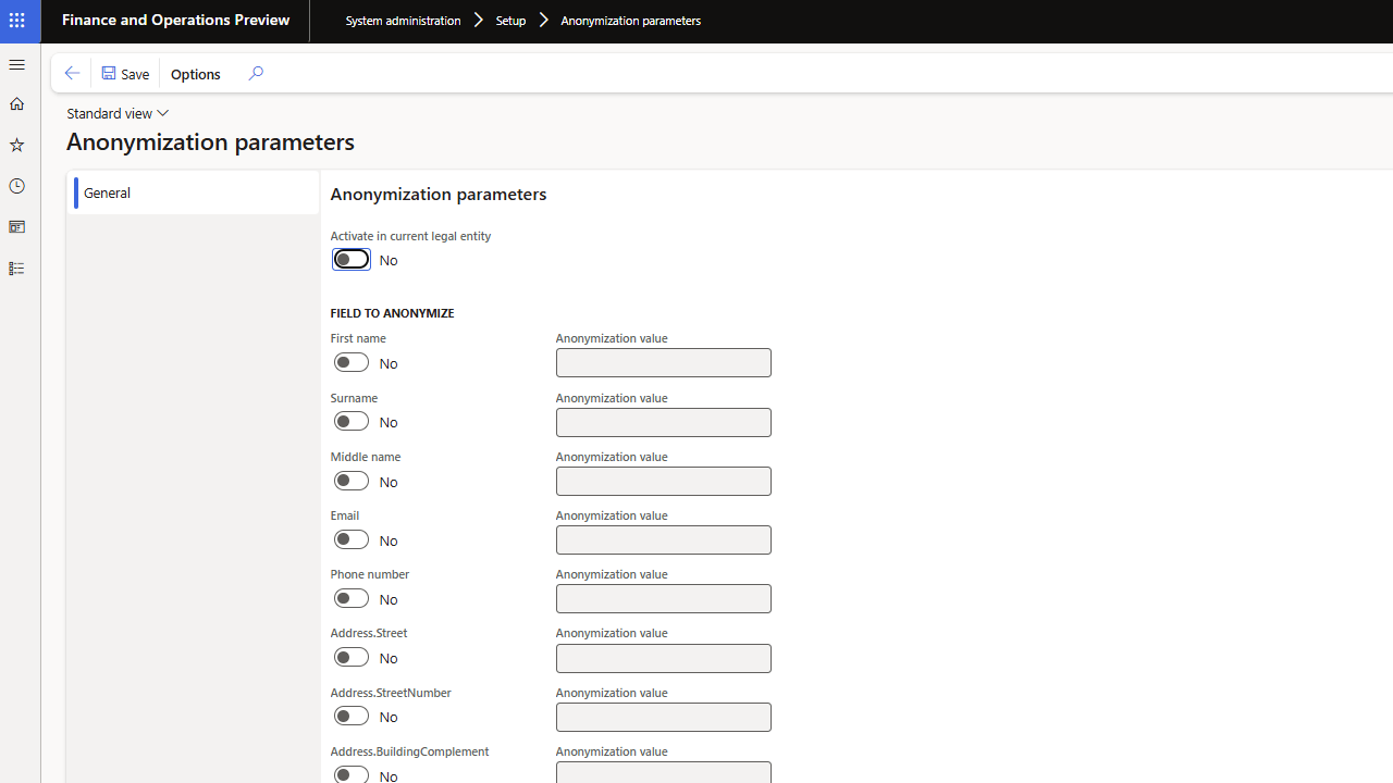 Anonymization Tool Parameters