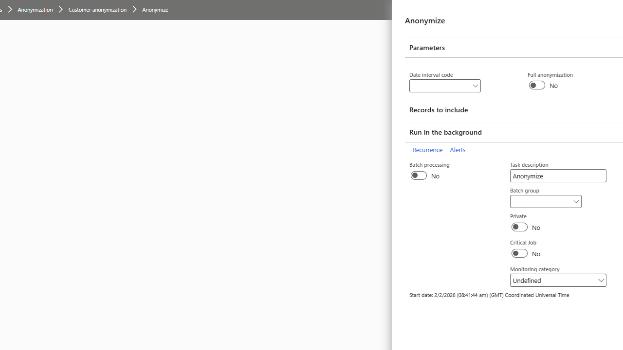 Customer Anonymization