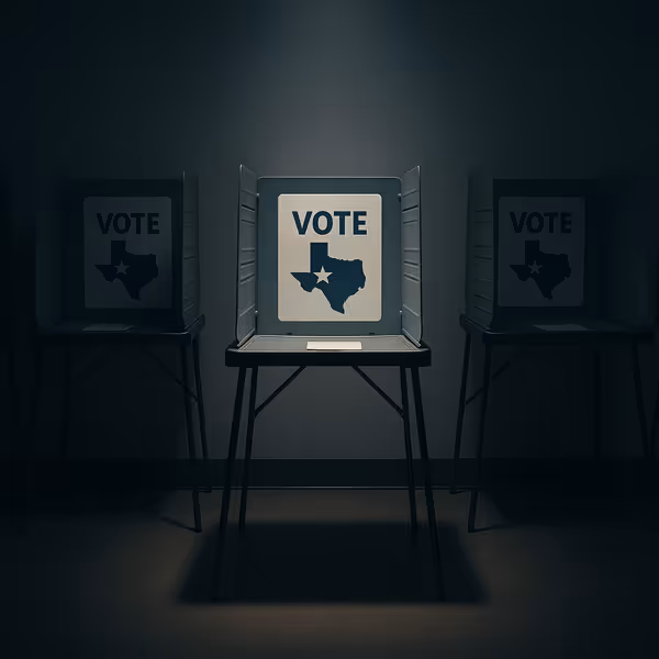 Spotlight on a voting booth in a dark room