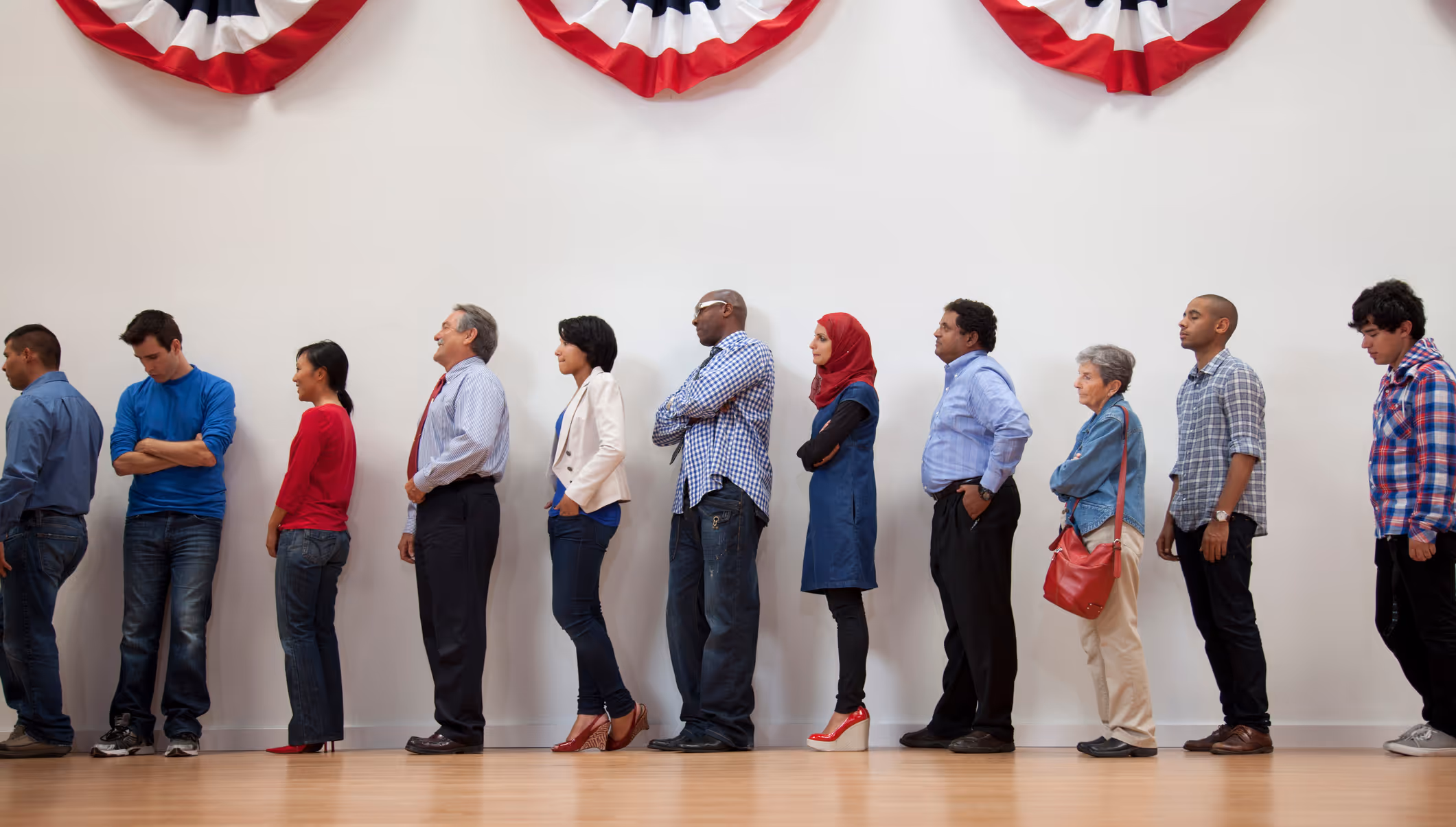 Line of people waiting to vote