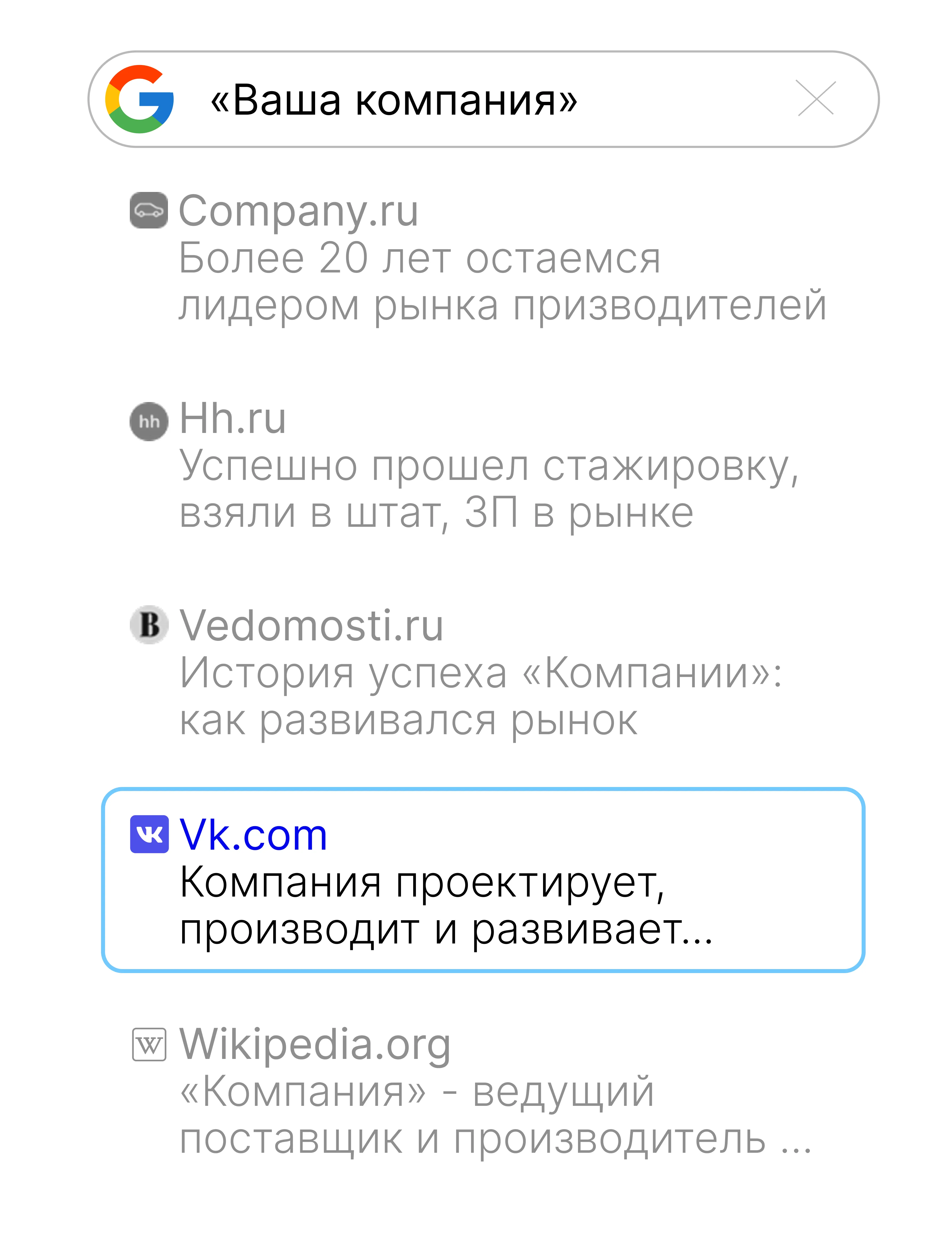 Ссылка ВК в поиске Google