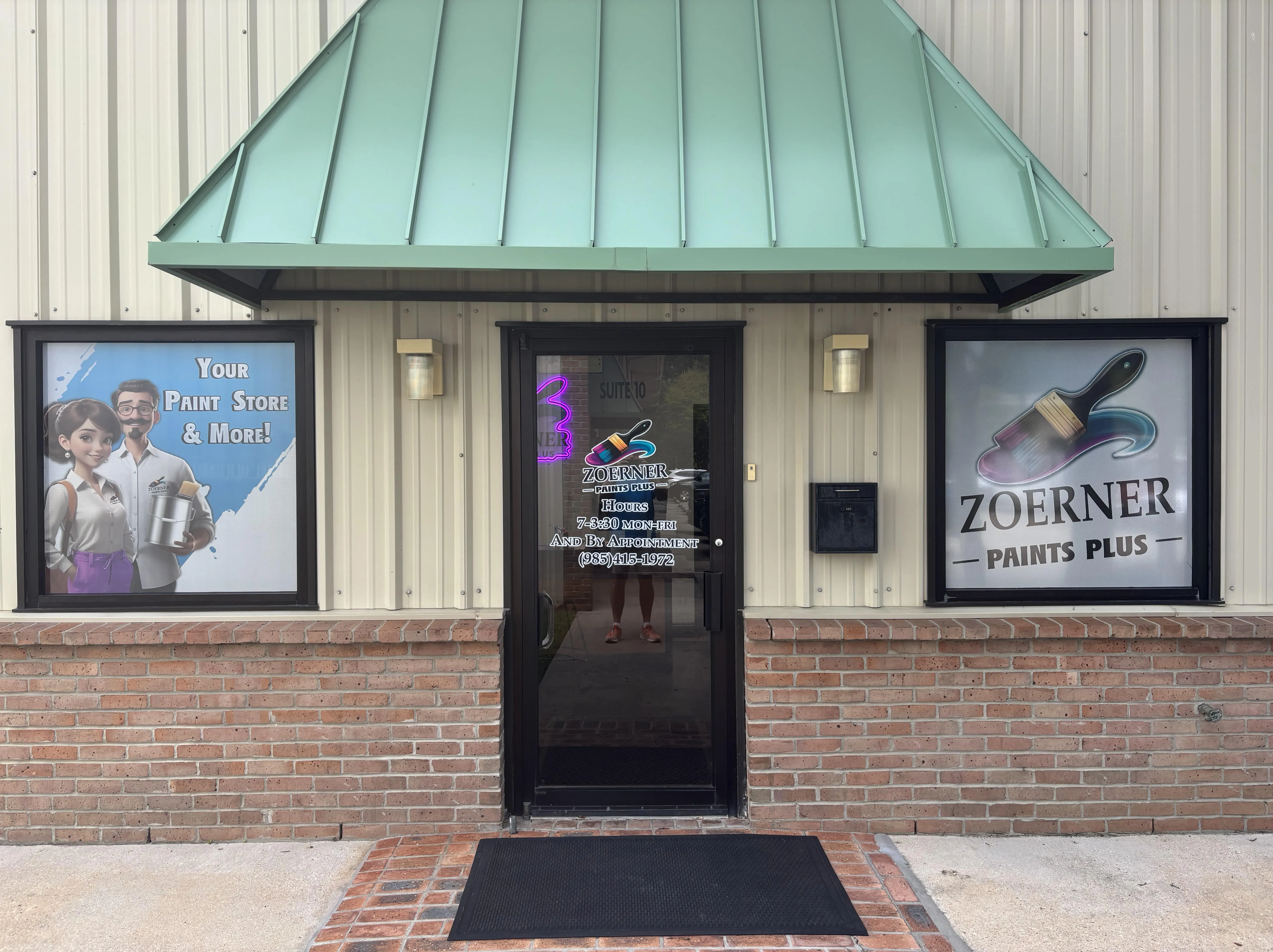 Storefront of Zoerner Paints Plus, a premier paint store and PPG paint supplier in Covington LA. Also serving Mandeville, Madisonville, Abita Springs, Hammond, and surrounding areas.
