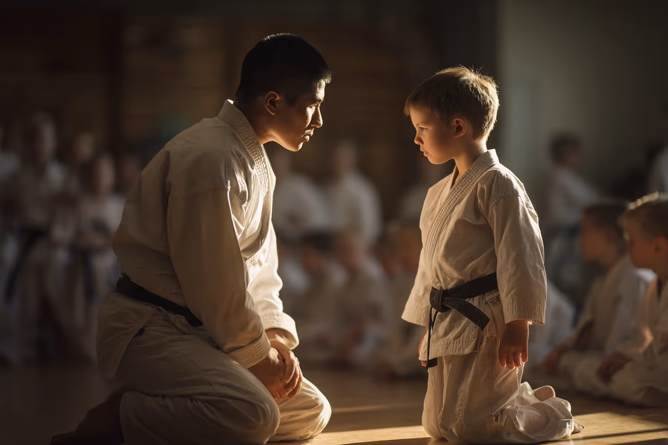 An instructor engaging with his student. 
