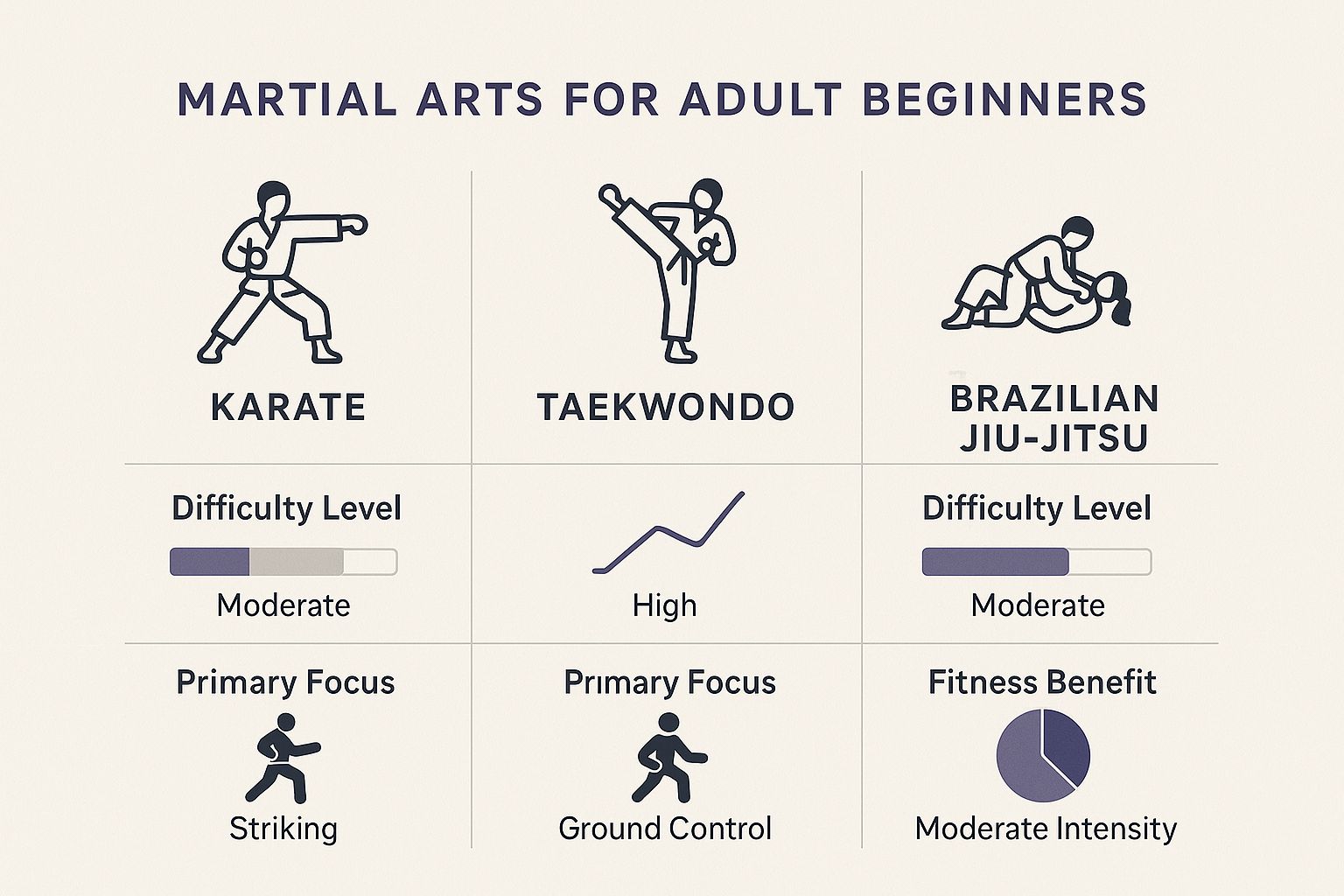 Infographic about martial arts for adults beginners